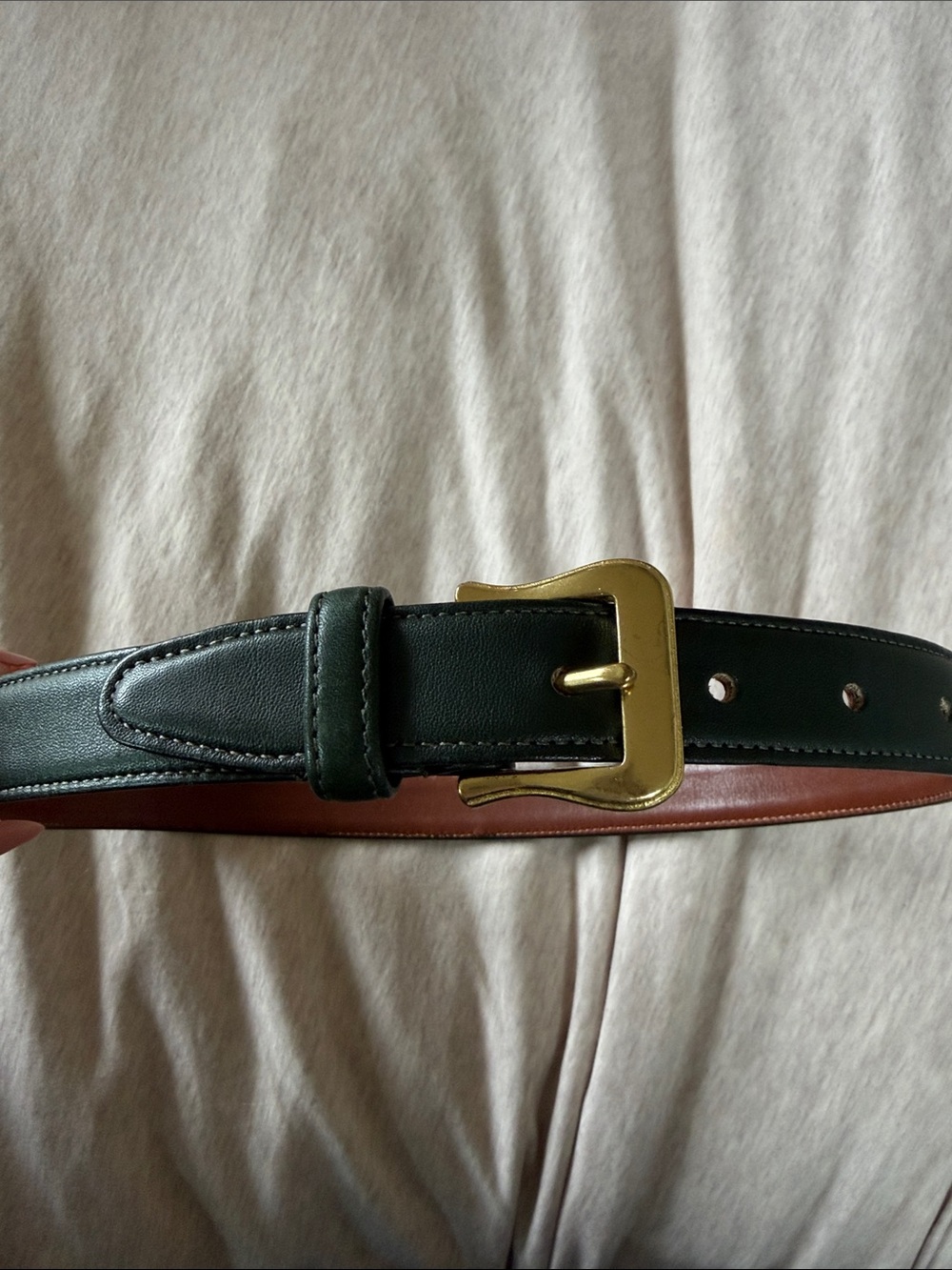 Vintage COACH women’s Green Leather Belt with Gold Brass Buckle - Picture 1 of 5